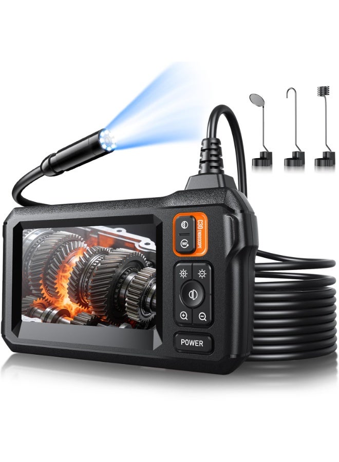 Endoscope Camera with Light - 1920P HD Inspection Borescope with 4.3" IPS Screen, 8 LED Lights, 16.4ft Semi-Rigid Range, Waterproof - Image 1