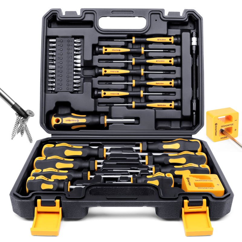 Amartisan 43-Piece Magnetic Screwdriver Set with Case - Chrome Vanadium Steel, Includes All Common Screwdriver Types - Image 1