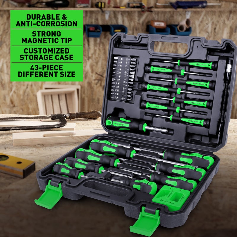 Amartisan 43-Piece Magnetic Screwdriver Set with Case - Chrome Vanadium Steel, Includes All Common Screwdriver Types - Image 5