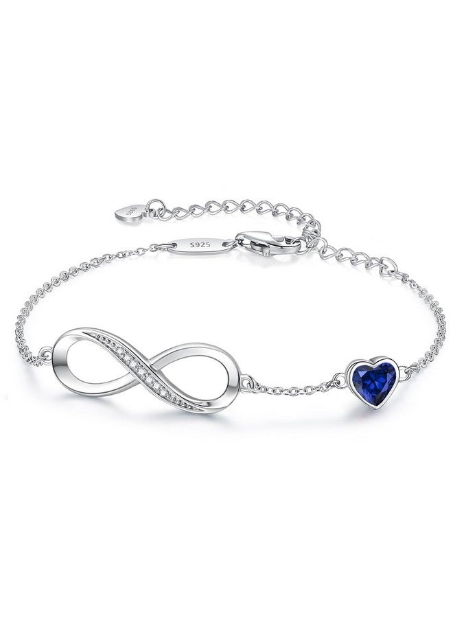 CDE Infinity Heart Symbol Charm Link Bracelet for Women 925 Sterling Silver Adjustable Mother's Day Gift Anniversary Jewelry Christmas Birthday Gifts for Wife Girlfriend Her - Image 1