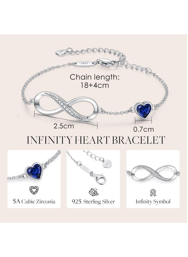 CDE Infinity Heart Symbol Charm Link Bracelet for Women 925 Sterling Silver Adjustable Mother's Day Gift Anniversary Jewelry Christmas Birthday Gifts for Wife Girlfriend Her - Image 5