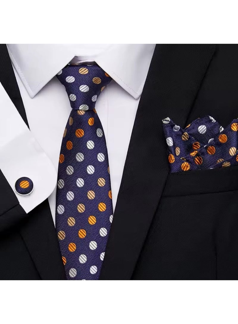 Handmade Men's Tie Set (3 pieces) - Tie, Pocket Square, and Cufflinks - Luxury Gift Box - Image 2