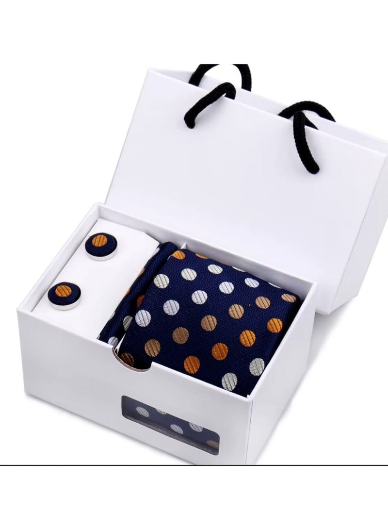 Handmade Men's Tie Set (3 pieces) - Tie, Pocket Square, and Cufflinks - Luxury Gift Box - Image 1