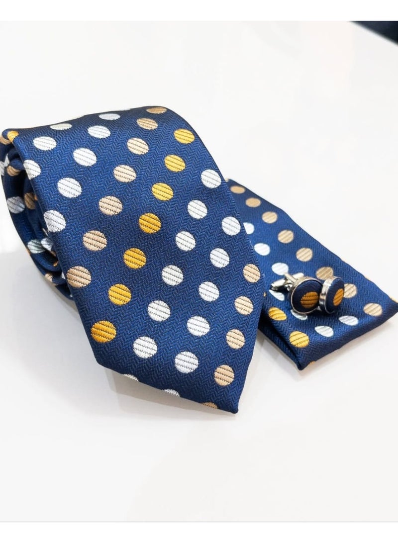 Handmade Men's Tie Set (3 pieces) - Tie, Pocket Square, and Cufflinks - Luxury Gift Box - Image 4