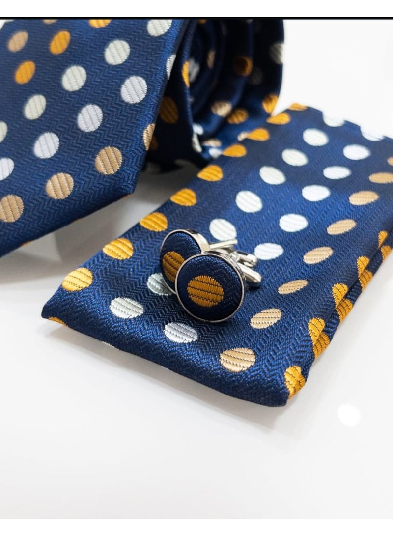 Handmade Men's Tie Set (3 pieces) - Tie, Pocket Square, and Cufflinks - Luxury Gift Box - Image 3