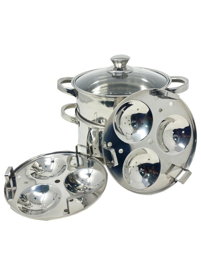 Rock Tawa Stainless Steel 2 Plates Idli maker 6 Cavities Idli Cooker - Image 1
