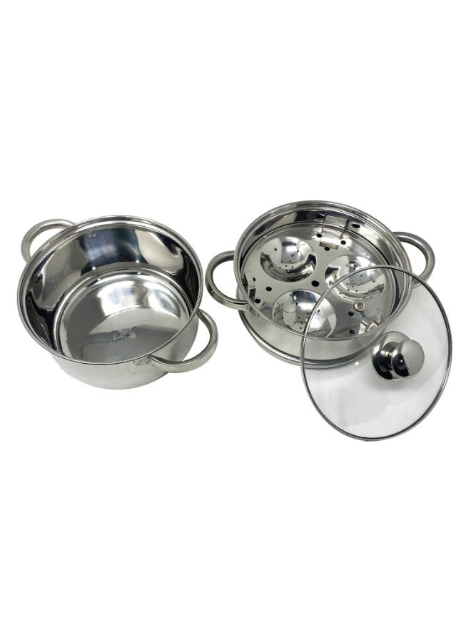 Rock Tawa Stainless Steel 2 Plates Idli maker 6 Cavities Idli Cooker - Image 2