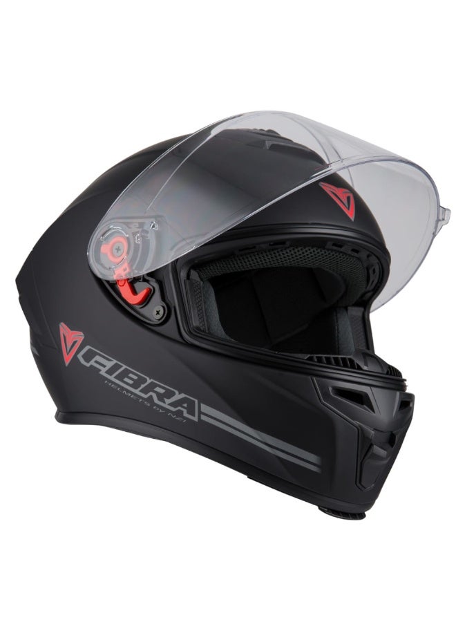 NZI Helmets Fibra Motorcycle Helmet by NZI - Full Face GLOSS Black - Image 3