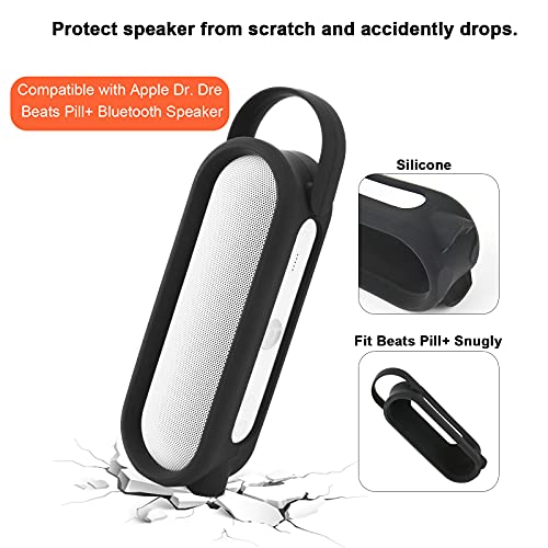 TXEsign Silicone Case for Beats Pill+ Portable Speaker, Travel Carrying Case Silicone Protective Pouch with Handle Stand Up Cover for Beats Pill Plus (Black) - Image 2