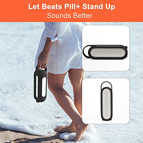 TXEsign Silicone Case for Beats Pill+ Portable Speaker, Travel Carrying Case Silicone Protective Pouch with Handle Stand Up Cover for Beats Pill Plus (Black) - Image 4