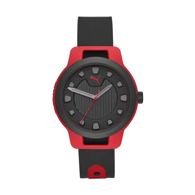 PUMA Reset V1 Analog Quartz Watch for Men With Black Silicone Band - 3 ATM - PU P5001