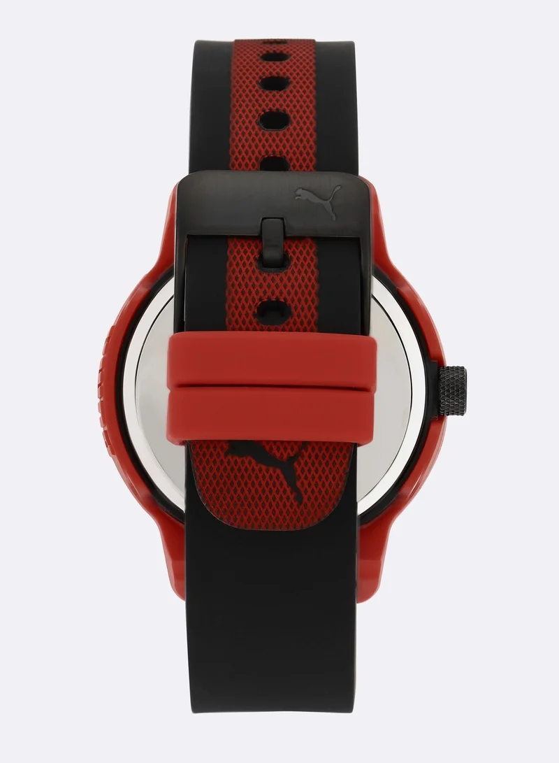 PUMA Reset V1 Analog Quartz Watch for Men With Black Silicone Band - 3 ATM - PU P5001