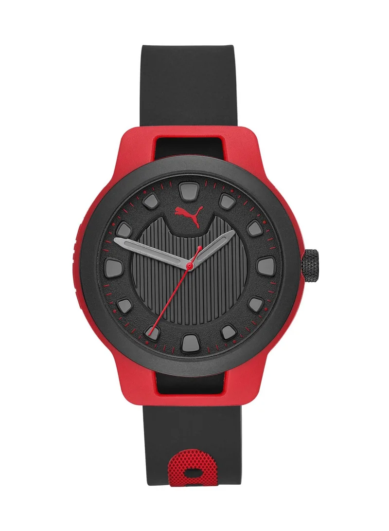 PUMA Reset V1 Analog Quartz Watch for Men With Black Silicone Band - 3 ATM - PU P5001