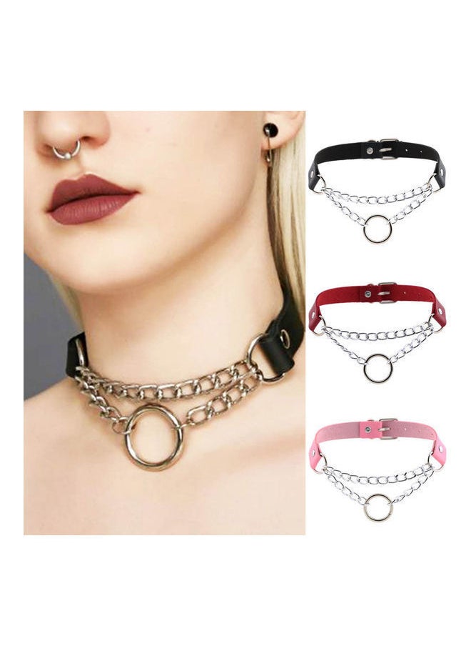 NIBEMINENT - O Round Circle Faux Leather Collar - Image 1