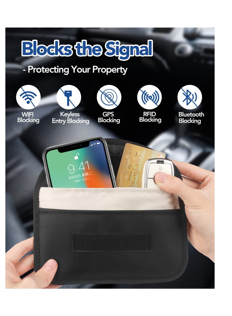 Excefore WJBB 2 Packs Signal Blocking Bag, GPS RFID Faraday Pouch, Anti-Spying Privacy Protection Phone Bag, for Phones Anti-Tracking (Black, 20cmx10.5cm)  - Image 2