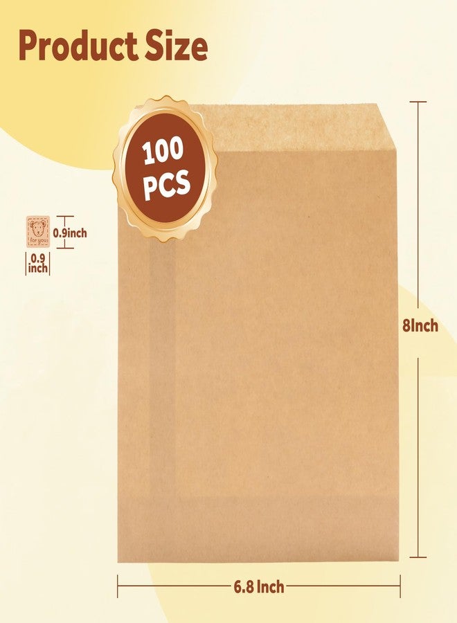 Volokitx 100-Pack 6x8 Inch Kraft Paper Sandwich Bags with 100 Bear Stickers for Sealing, –Small Paper Snack Bags for Sandwiches, Bakery, Cookies & Snacks - Image 3