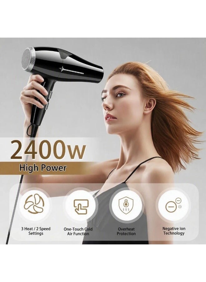 Bolivia's 5-Piece Professional Hair Dryer With Straightener Set Black, 15s Fast Heating Ceramic Flat Iron & 6-in-1 Ionic Fast Drying Blow Dryer, Salon Grade Multi-Settings Hair Tool Kit for All Hair Types - Image 2