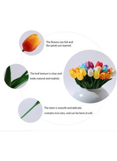 WYBOT Faux Tulips Silk Tulips Tulips Artificial Flowers Silk Tulips Flowers with Stems ，for Mother's Day Home Kitchen Office Wedding Decoration (Wine red,10pc)  - Image 1