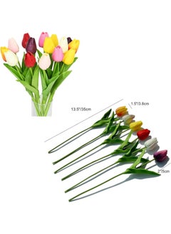 WYBOT Faux Tulips Silk Tulips Tulips Artificial Flowers Silk Tulips Flowers with Stems ，for Mother's Day Home Kitchen Office Wedding Decoration (Wine red,10pc)  - Image 2
