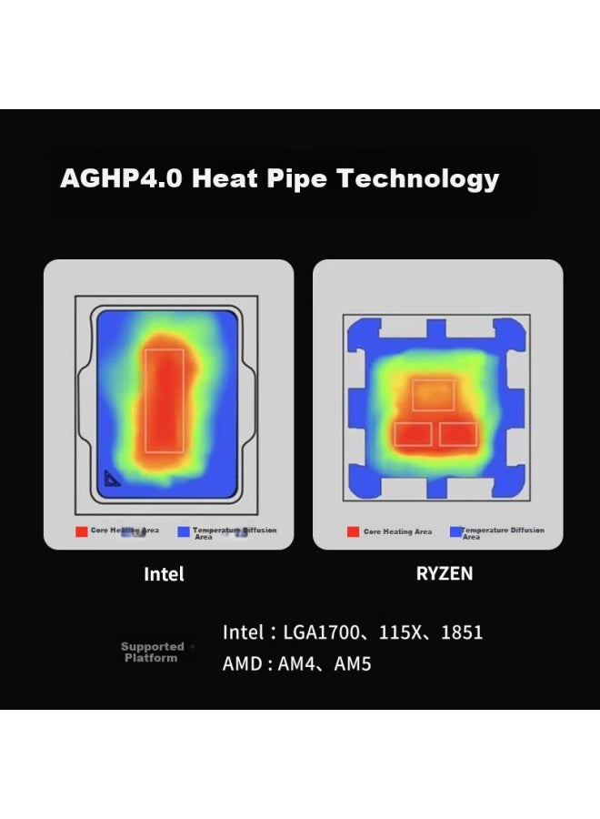 Apexgaming V6bg Single Tower Six Heat Pipe/intelligent Digital Display Temperature Control Cooler Dual Platform Compatible Aura Sync Support 12/13th Gen Core I7 Best Product - Image 5