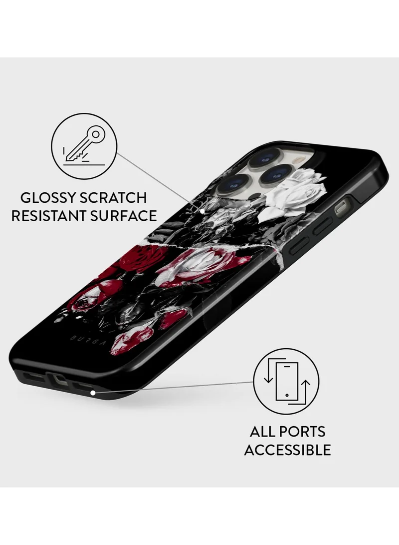بورجا جراب iPhone 15 Pro Max، قطعتان من الغلاف الصلب + بطانة داخلية من السيليكون TPU، ممتص للصدمات، سهولة الوصول إلى جميع المنافذ، إطار مرتفع لحماية الشاشة والكاميرا، طباعة عالية الجودة لا تتلاشى أبدًا، باقة قرمزية