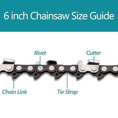 ANCKNE 6 Inch Chainsaw Chain, 5 Pieces Replacement Chains for Almost 6-inch Cordless Electric Portable Mini Chainsaws, Durable Carbon 6Inch Chainsaw Chains for Pruning Shears and Wood Cutting - Image 4