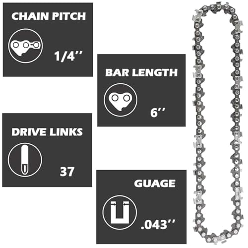 ANCKNE 6 Inch Chainsaw Chain, 5 Pieces Replacement Chains for Almost 6-inch Cordless Electric Portable Mini Chainsaws, Durable Carbon 6Inch Chainsaw Chains for Pruning Shears and Wood Cutting - Image 2