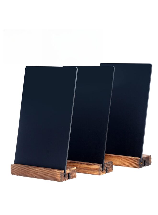 بيوينتي مجموعة من 3 لافتات سبورة مزدوجة الجوانب بقاعدة خشبية، لافتات سبورة قابلة للمسح، لافتة لوحة رسائل بقاعدة خشبية للمتجر وحفلات الزفاف والمطبخ والمنزل والديكور - Image 1