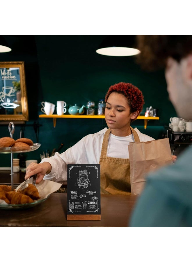 بيوينتي مجموعة من 3 لافتات سبورة مزدوجة الجوانب بقاعدة خشبية، لافتات سبورة قابلة للمسح، لافتة لوحة رسائل بقاعدة خشبية للمتجر وحفلات الزفاف والمطبخ والمنزل والديكور - Image 5