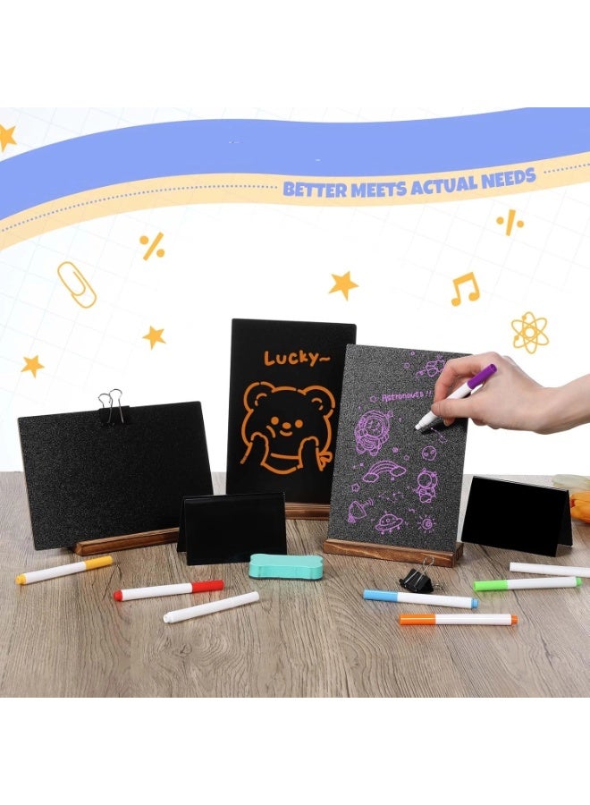 بيوينتي مجموعة من 3 لافتات سبورة مزدوجة الجوانب بقاعدة خشبية، لافتات سبورة قابلة للمسح، لافتة لوحة رسائل بقاعدة خشبية للمتجر وحفلات الزفاف والمطبخ والمنزل والديكور - Image 3