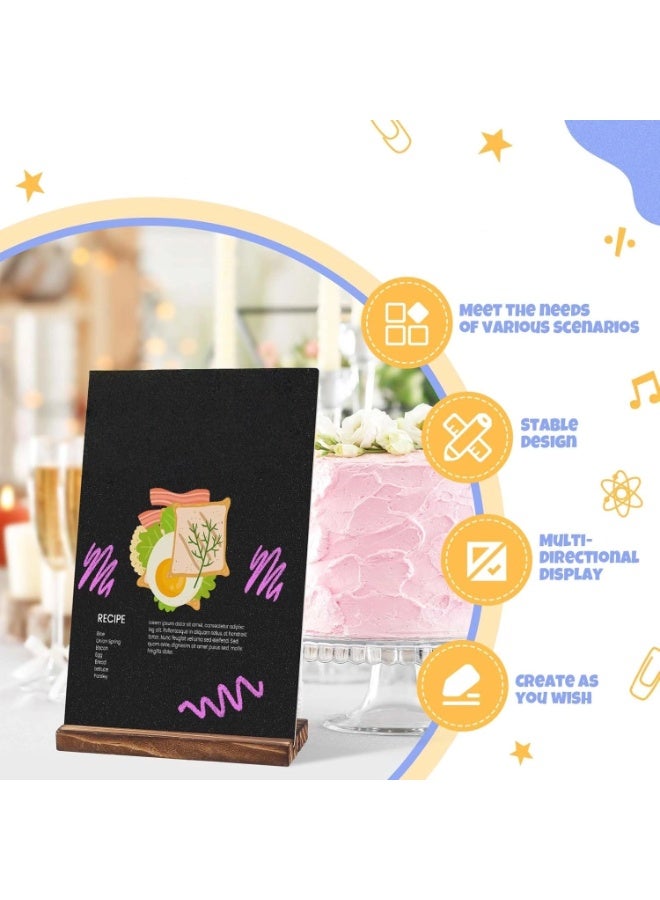 بيوينتي مجموعة من 3 لافتات سبورة مزدوجة الجوانب بقاعدة خشبية، لافتات سبورة قابلة للمسح، لافتة لوحة رسائل بقاعدة خشبية للمتجر وحفلات الزفاف والمطبخ والمنزل والديكور - Image 2