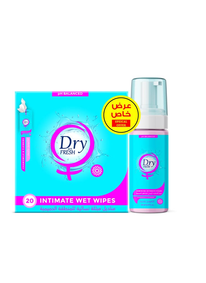 Intimate Wet Wipes Flowers 20Pcs + Feminine Intimate Foam 150ml - pzsku/Z3CE82AD5C259B846229CZ/45/_/1735207641/1538f035-484d-456b-8bf7-a6778553f851