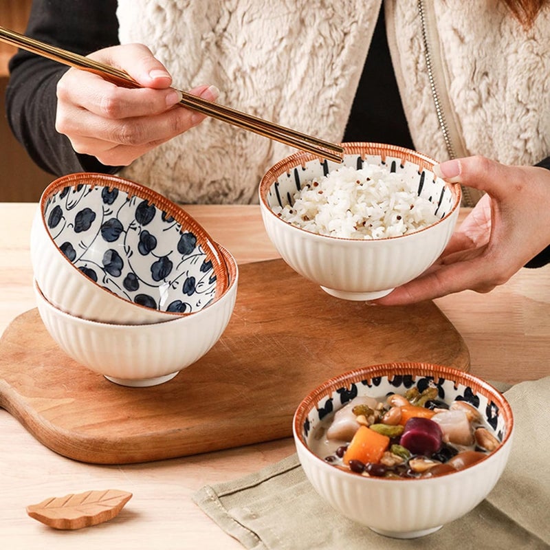 WINDKART Ceramic Bowls Set of 6 Microwave and Dishwasher Safe Decorative Patterns Gift Boxed - Image 5