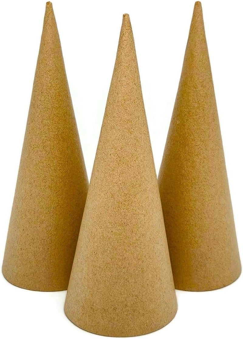 AllStellar Paper Mache Cones Open Bottom 8.8x3.5 in. Set of 3 (Small Plus) - For DIY Art Projects, Crafts and Decorations! - Image 1