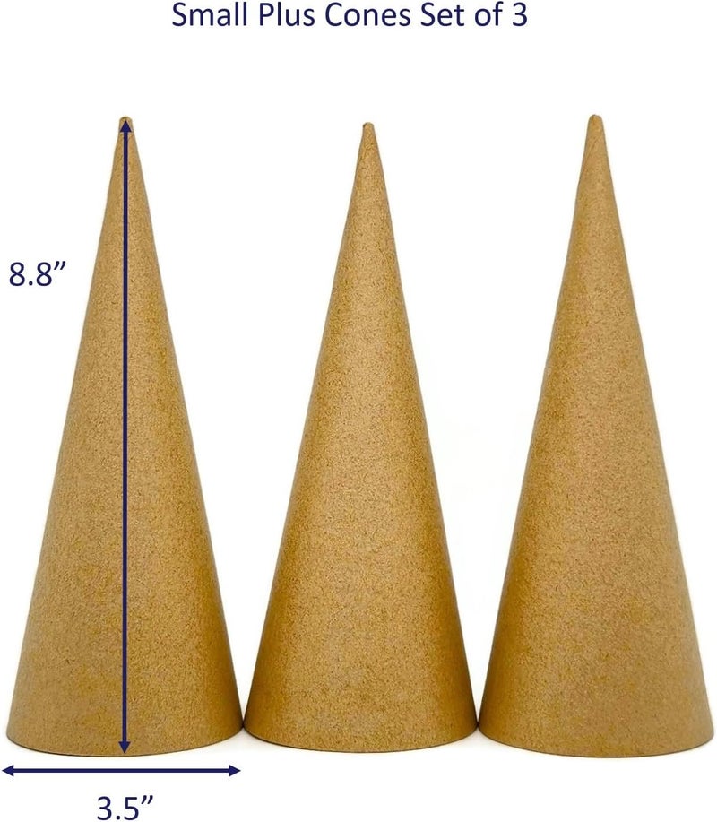 AllStellar Paper Mache Cones Open Bottom 8.8x3.5 in. Set of 3 (Small Plus) - For DIY Art Projects, Crafts and Decorations! - Image 3