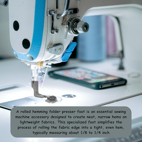 ZENITH Rolled Hemming Folder Presser Foot, Multi-Function Curved Pull Tube for Silk Chiffon, High Shank Compatible with Jack f4, Juki, Brother (1/8 (3.2MM)) - Image 3