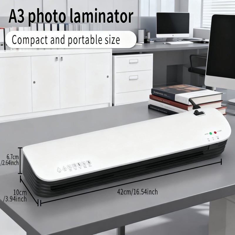 A3 13 Inch 9 In 1 Thermal Laminator Machine with Hot And Cold Laminating Function Fast 60 Second Warm Up Technology Never Jam Design For Home Office School Use Includes Rounder Cutter And Film - Image 2
