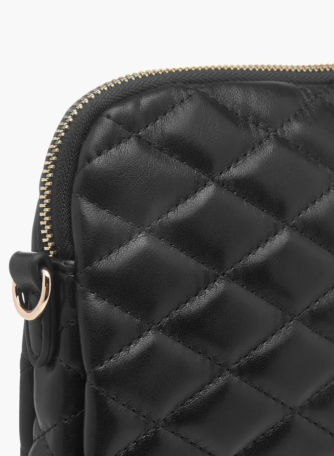 Celeste Womens Quilted Crossbody Bag With Zip Closure And Detachable Strap
