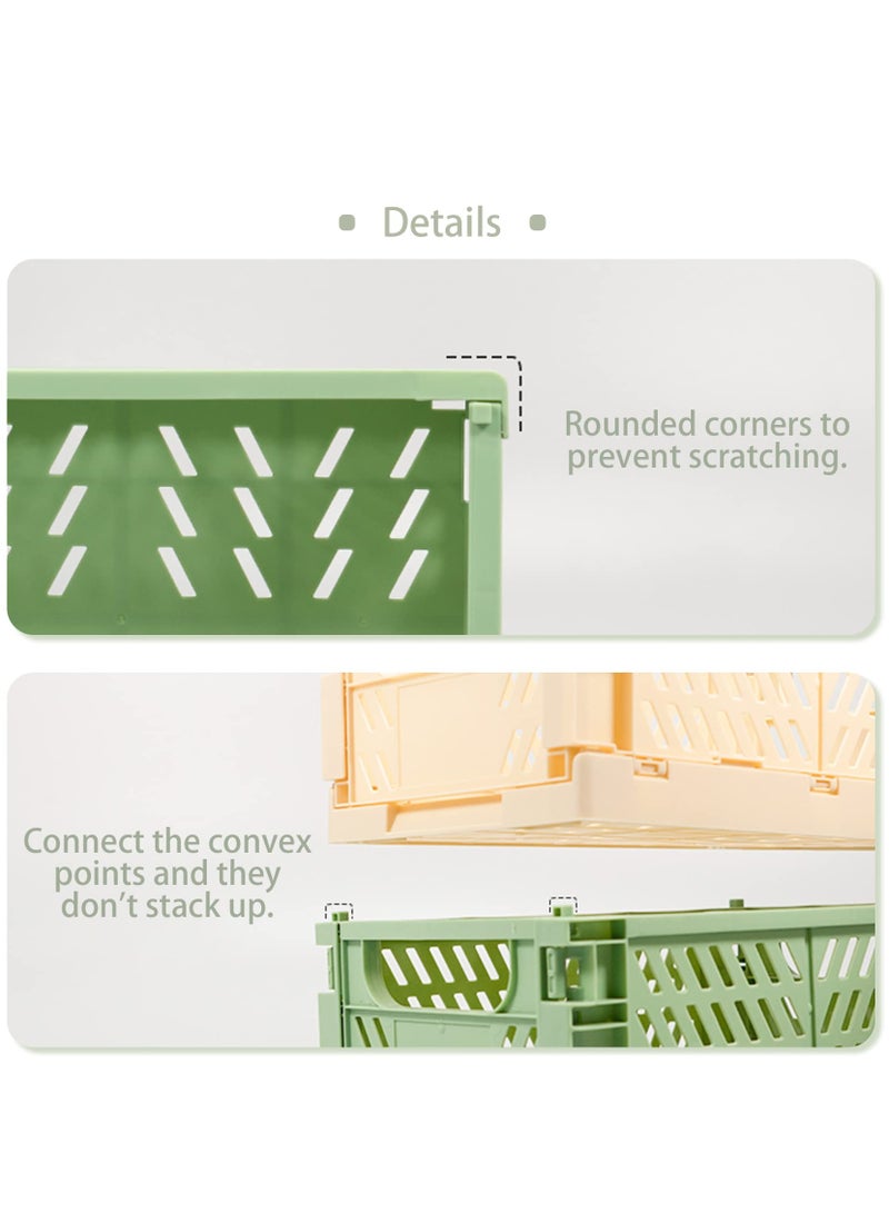 Foldable Storage Baskets, Medium and Mini Plastic Stackable Storage Bins, Plastic Basket Tray, Mini Reliable Folding Storage Crate for Office Kitchen Living Room Bathroom 3Pack - Image 2
