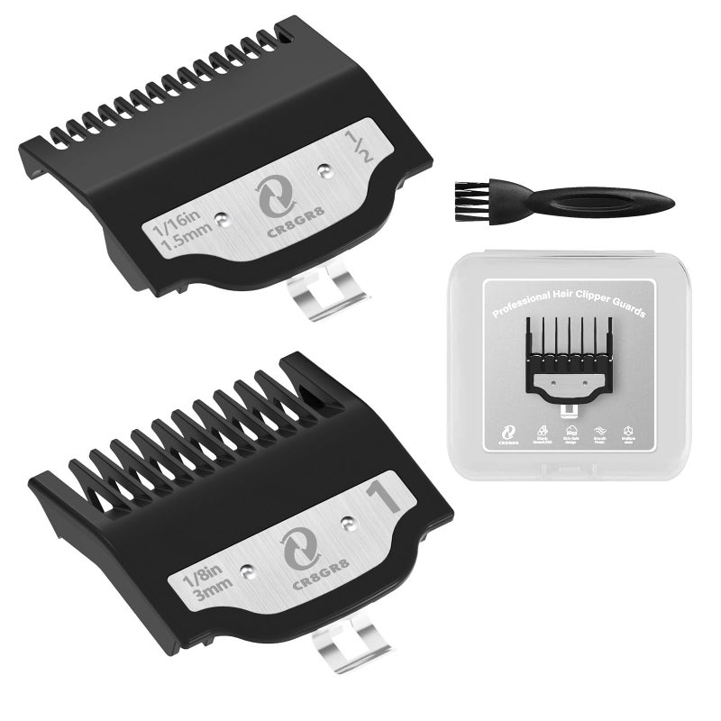 CR8GR8 Clipper Guards Set, Compatible with Wahl Hair Clippers, Guard Number: #1/2, #1 (Length: 1/16", 1/8") - Image 1