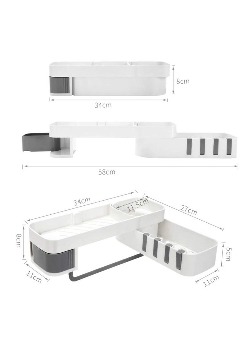 Y&D Corner Shower Shelf, No Drilling Self Adhesive Bathroom Organizer 180° Rotatable Rack, Kitchen Holder for Shampoo, Body Soap, Towels, Bath Balls, Condiments  - Image 2