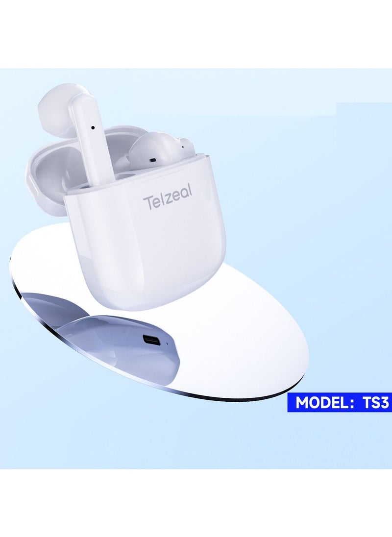 Telzeal - Telzeal TS3 In-Ear Wireless Bluetooth Earbuds With HD Sound Quality and Super Clear Mic for iPhones - Image 1