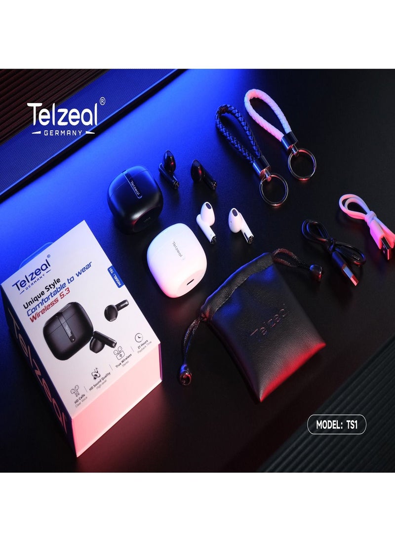 Telzeal - Telzeal TS3 In-Ear Wireless Bluetooth Earbuds With HD Sound Quality and Super Clear Mic for iPhones - Image 1