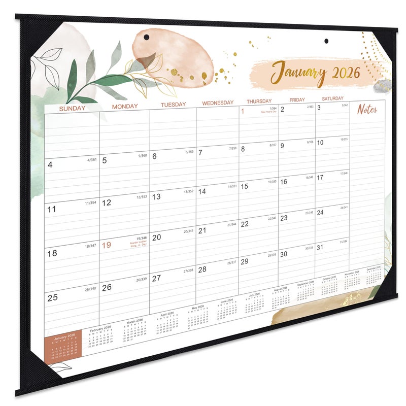Feteulo 2026 Desk Calendar - Desk Calendar 2026, 22" x 17", Jan 2026 - Dec 2026, 12 Monthly Desk/Wall Calendar, Large Ruled Blocks, Notes, Thick Paper, Corner Protector, Rolled Calendar with Box - Image 1