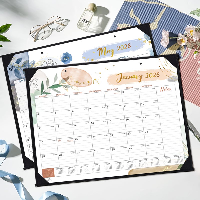 Feteulo 2026 Desk Calendar - Desk Calendar 2026, 22" x 17", Jan 2026 - Dec 2026, 12 Monthly Desk/Wall Calendar, Large Ruled Blocks, Notes, Thick Paper, Corner Protector, Rolled Calendar with Box - Image 2