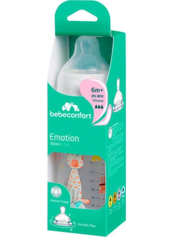 bebe confort Emotion Baby Bottle 0% BPA Silicone Natural Shape Nipple White 6M+ 12Oz - Image 1