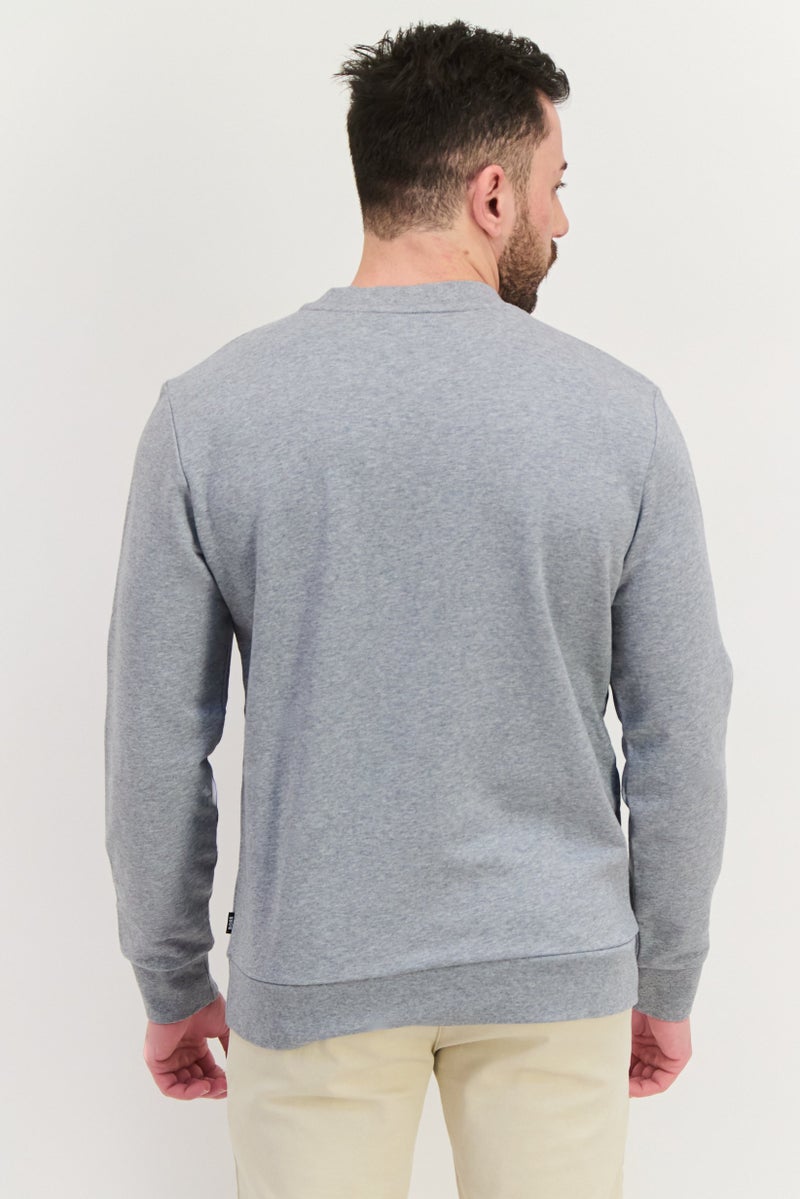 BOSS Men Crew Neck Long Sleeves Vintage  Logo Sweatshirt, Grey  - Image 3