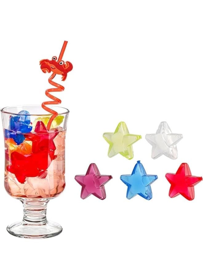 Generic Reusable Plastic Ice Cube Trays Ice Cube Molds | Filled with Pure Water (MultiColor -Star Shape)  - Image 1