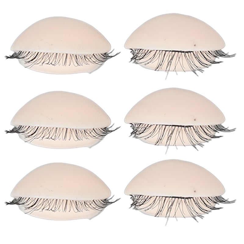 3 Pairs Mannequin Head Eyelids with Eyelashes for Eyelash Extension Grafting Training Practice Pink - Image 5