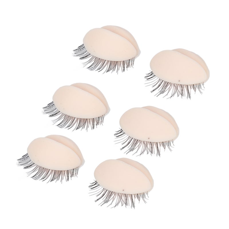 3 Pairs Mannequin Head Eyelids with Eyelashes for Eyelash Extension Grafting Training Practice Pink - Image 2
